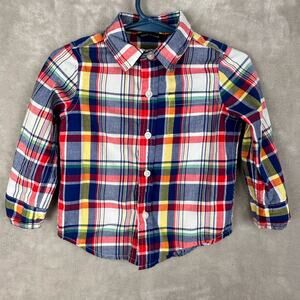 Janie And Jack Shirt Boys 12-18 Months Multicolor Button Down Long Sleeve Preppy